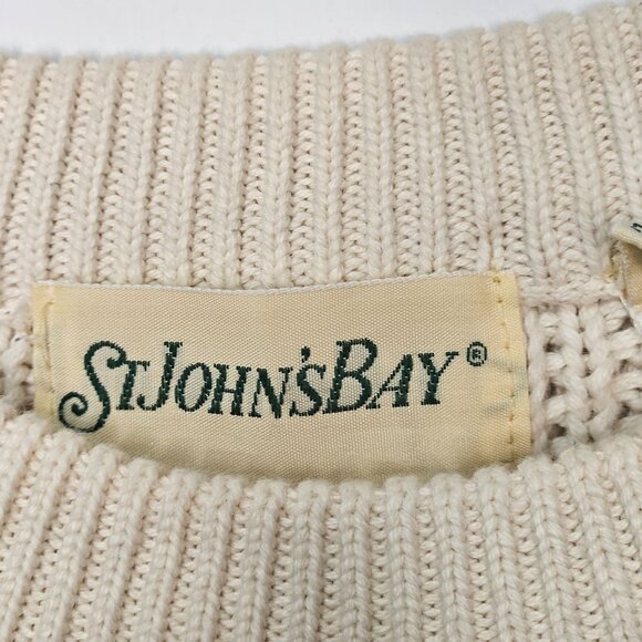 Mens costal core fisherman chunky cable knit cream crew neck long sleeve cotton - Picture 4 of 9